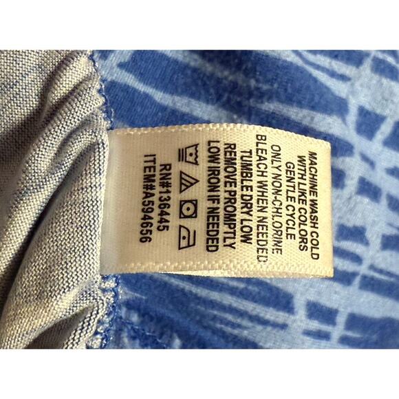 Muk Luks Women’s PJ Set Medium Blue White Ikat Print Short Sleeve Top & Shorts - Picture 12 of 12